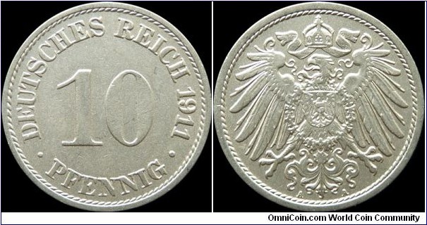 German Empire 10 Pfennig 1911-A