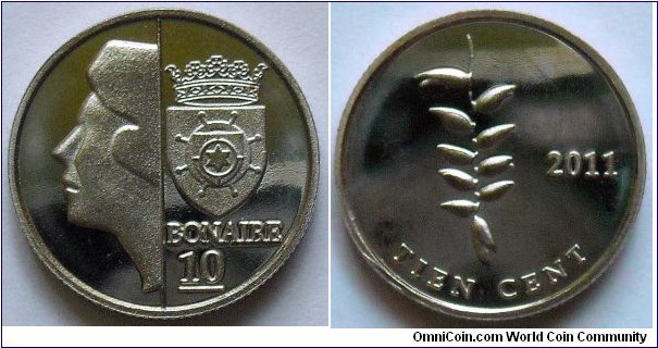 10 cents.
2011, Bonaire