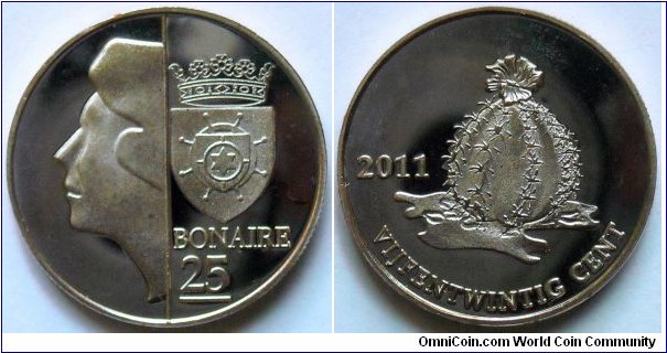 25 cents.
2011, Bonaire