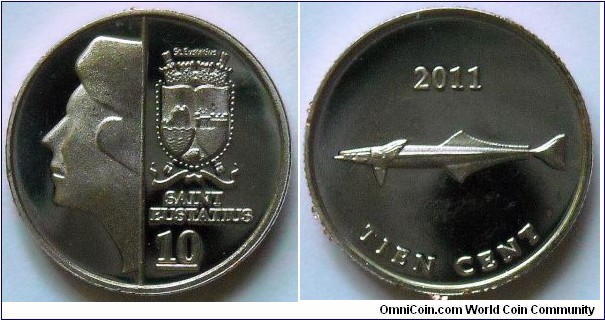 10 cents.
2011, St. Eustatius