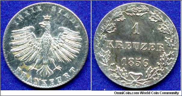 1 kreuzer.
Freie Stadt Frankfurt.
Mintage 1,227,000 units.


Ag167f. 0,835gr.