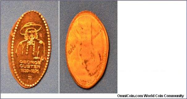 1970S cent squished with George Custer design