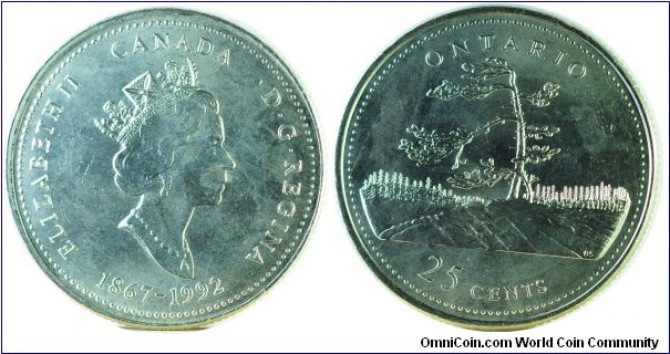Canada25Cents-Ontario-km223-1992  province series