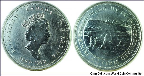 Canada25Cents-PrinceEdwardIsland-km222-1992  province series