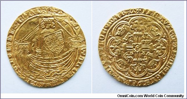 Edward III Noble. Treaty period, London mint.