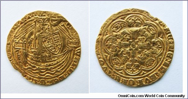 Edward III Half-Noble. London mint, Treaty period.