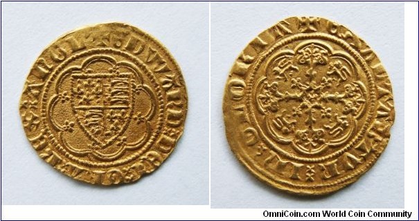 Edward III Quarter-Noble. Treaty period, London mint.