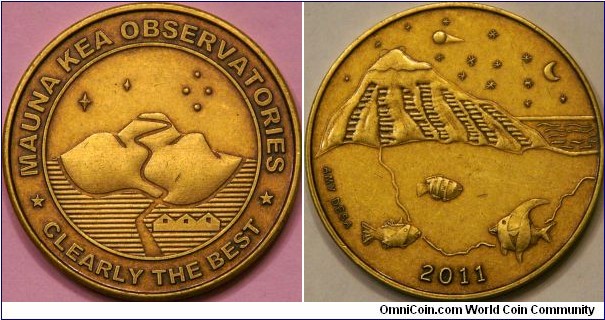Mauna Kea Observatories souvenir coin. 1.5