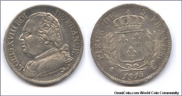 Louis XVIII -      5 Francs