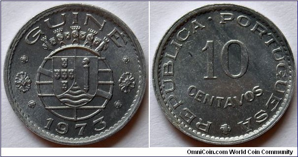 10 centavos.
1973, Portuguese Guinea.