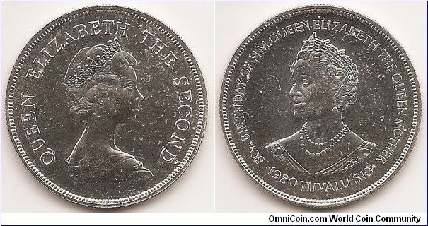 10 Dollars
KM#11
35.0000 g., 0.5000 Silver 0.5626 oz. ASW Ruler: Elizabeth II Subject: 80th Birthday of Queen Mother Obv: Young bust right Rev: Crowned bust of the Queen Mother left