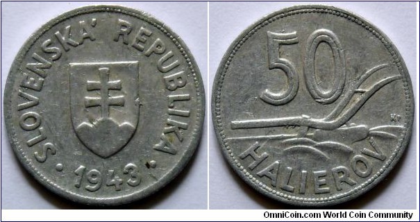 50 halierov.
1943, Aluminum