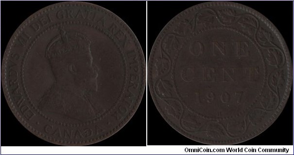Canada 1 Cent 1907H ~ Key Date (Mintage: 800,000)