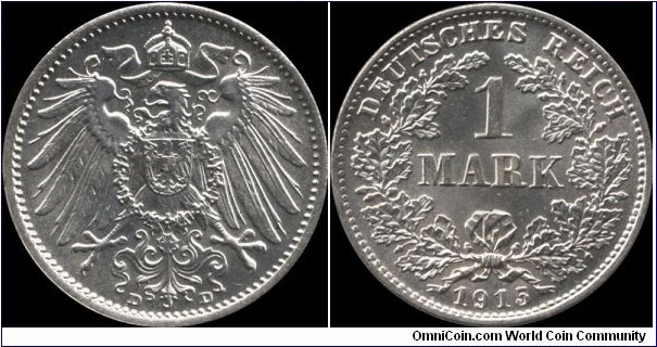 German Empire 1 Mark 1915-D