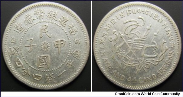 China Fujian Province 1924 1.44 mace. Weight: 5.21g. 