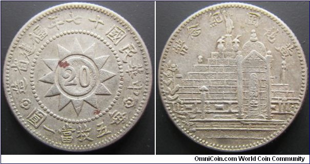 China Fujian Province 1928 20 1.44 mace. Weight: 5.26g