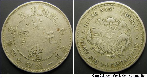 China Jiangnan Province 1899 1.44 mace. Contempory counterfeit. Weight: 4.87g. 