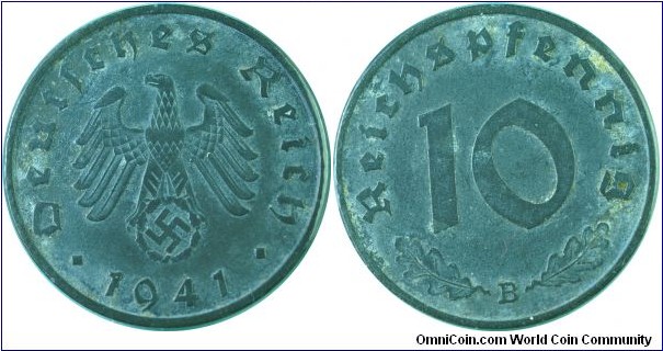 Germany(Nazi)10Reichspfennig-km101-1941