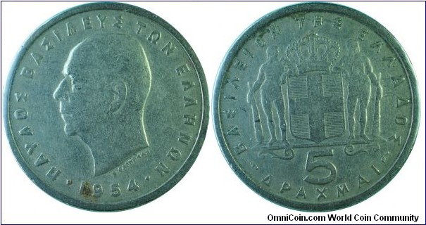 Greece 5Drachmai-km83-1954