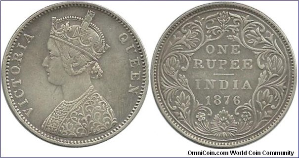 India-British 1 Rupee 1876 