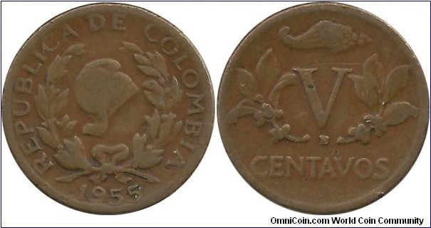 Colombia 5 Centavos 1955