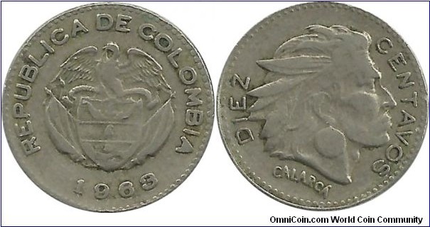 Colombia 10 Centavos 1963
