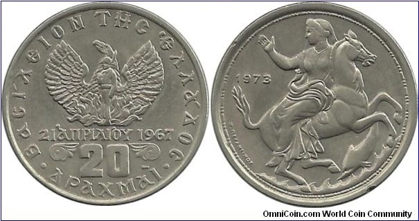 Greece 20 Drahmi 1973