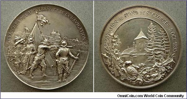 Geneve St. Georges Geneva Medal. Silver:47MM. Mintage: 210 
