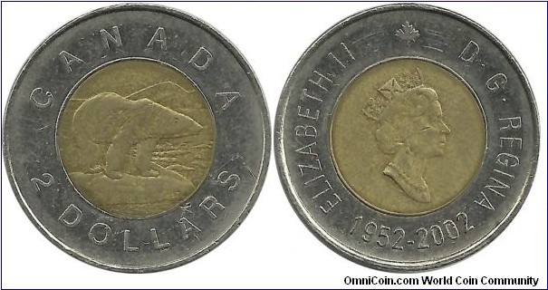 Canada 2 Dollars 2002-Golden Jubilee of Elizabeth II
