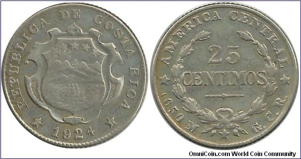 Costa Rica 25 Centimos 1924