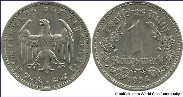 Germany-Nazi 1 Reichsmark 1934J