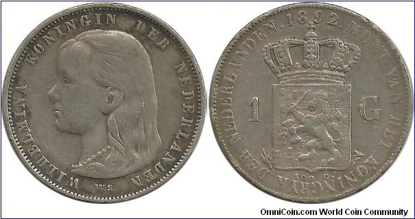 Nederland 1 Gulden-100 Cents 1892