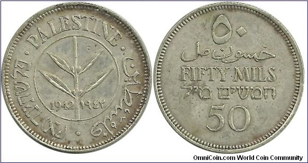 Palestine 50 Mils 1942