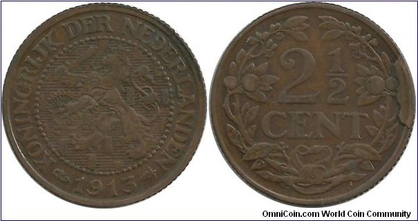Nederland 2½ Cent 1913