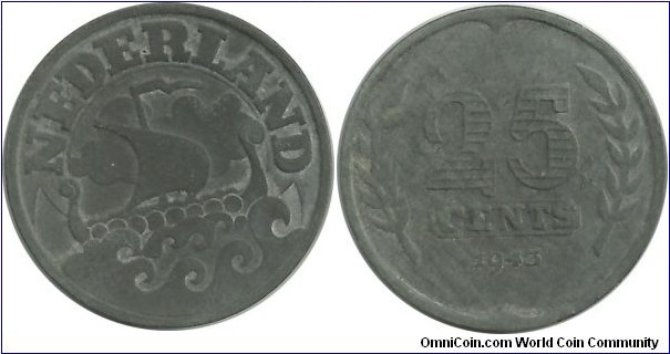 Nederland 25 Cents 1943