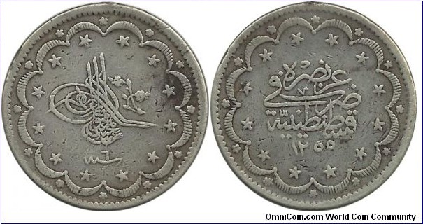 Ottoman 20 Kurus 1255-6 (1845)
