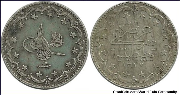 Ottoman 20 Kurus 1327-9 (1918)