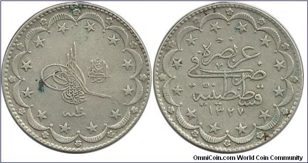 Ottoman 20 Kurus 1327-10 (1919)
