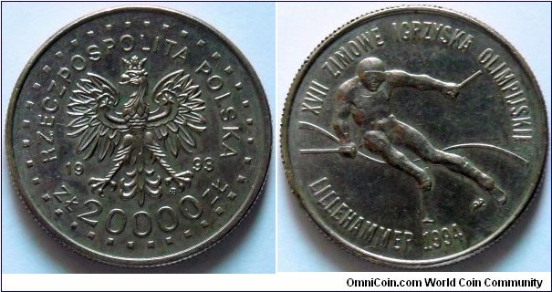 20000 zlotych.
1993, XVII Winter Olympics, Lillehammer 1994.