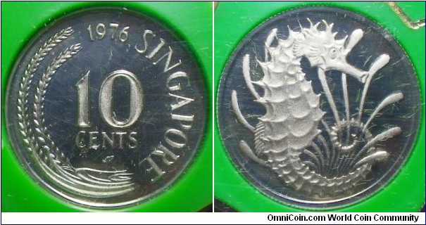 Singapore 1976 10 cents proof. 