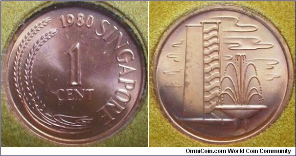 Singapore 1980 1 cent in mint set. 
