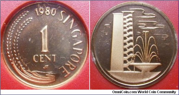 Singapore 1980 1 cent in proof. 