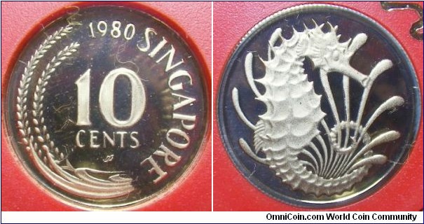 Singapore 1980 10 cents in proof. 