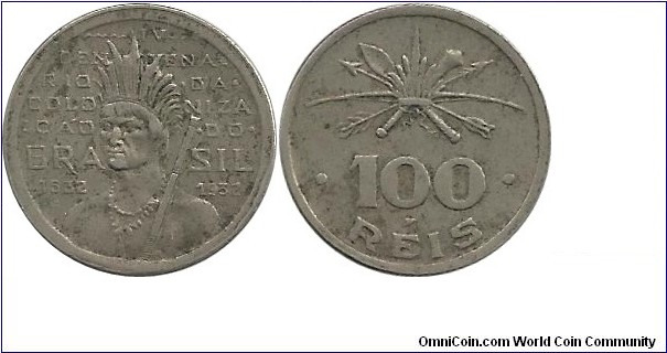 Brasil 100 Reis 1932(100th year of Colonization)