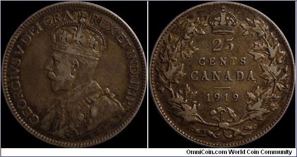 Canada 25 Cents 1919