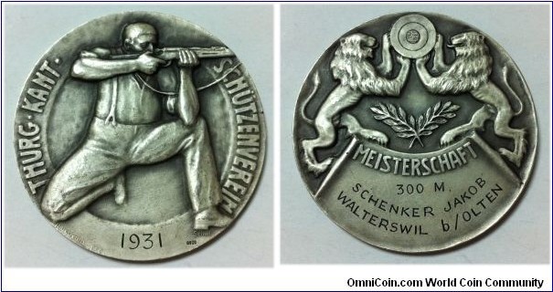 Swiss Thurgauischer Meisterschaft in Romanshorn Medal. Silver 50MM
