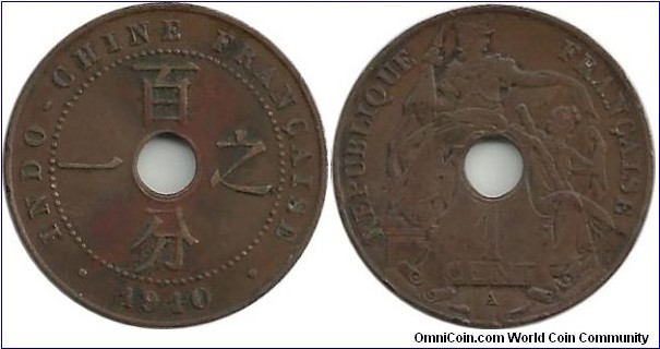 IndochinaFr 1 Cent 1910A