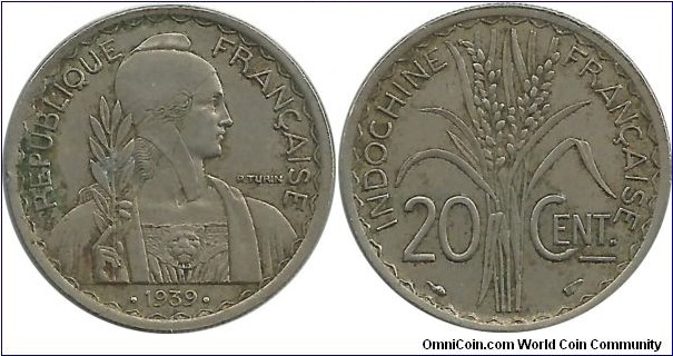 IndochinaFr 20 cents 1939