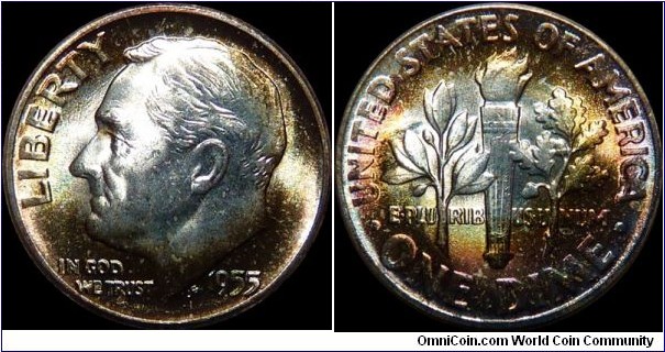 USA 10 Cents 1955 - Color!!