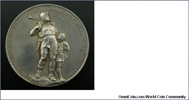 Swiss Fur Freihelt und Vaterland Altdorf Tell-Denkmal Medal. Silver: 50 mm 
